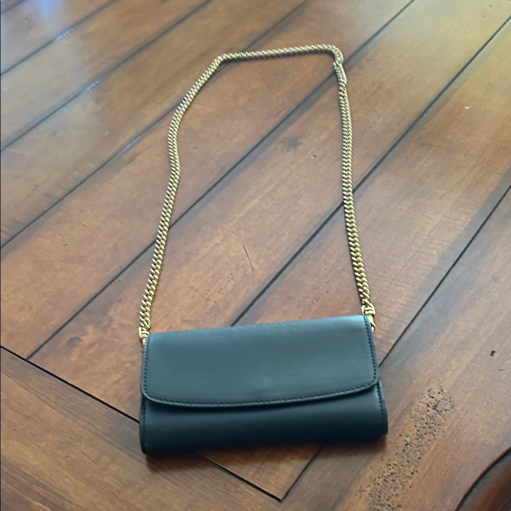 Banana Republic Black Crossbody with Gold Chain